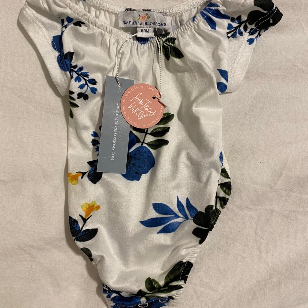 Baileys blossoms leotard blue flowers
